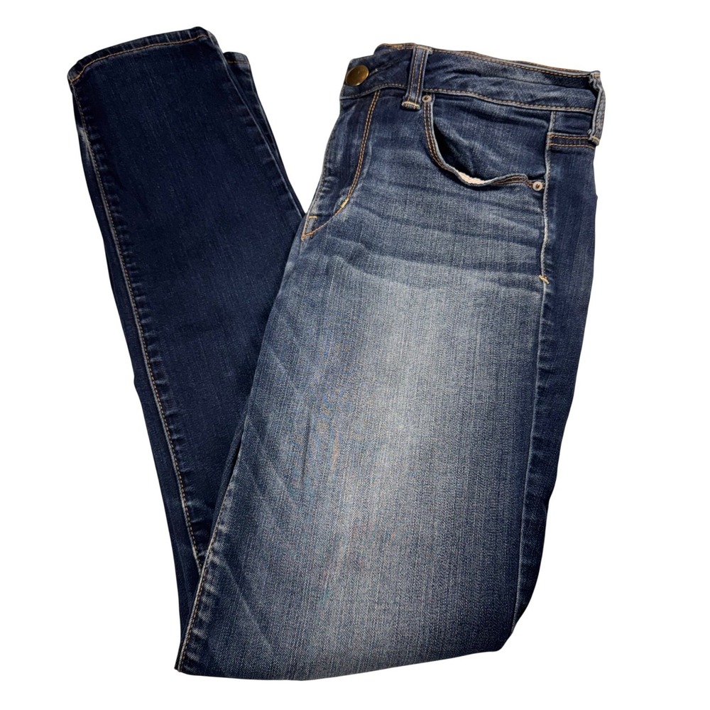 American Eagle Outfitters Women Skinny Jeans‎ Dark Wash Distressed Size 6